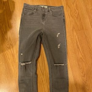 Topshop grey distressed skinny jean